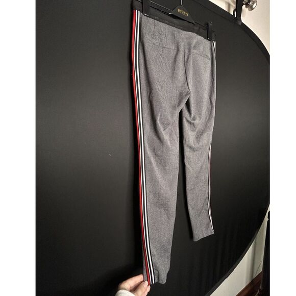 ZARA BASIC Gray Red Striped Side Slim Leg Classic Pants Trousers Size S - Picture 4 of 11